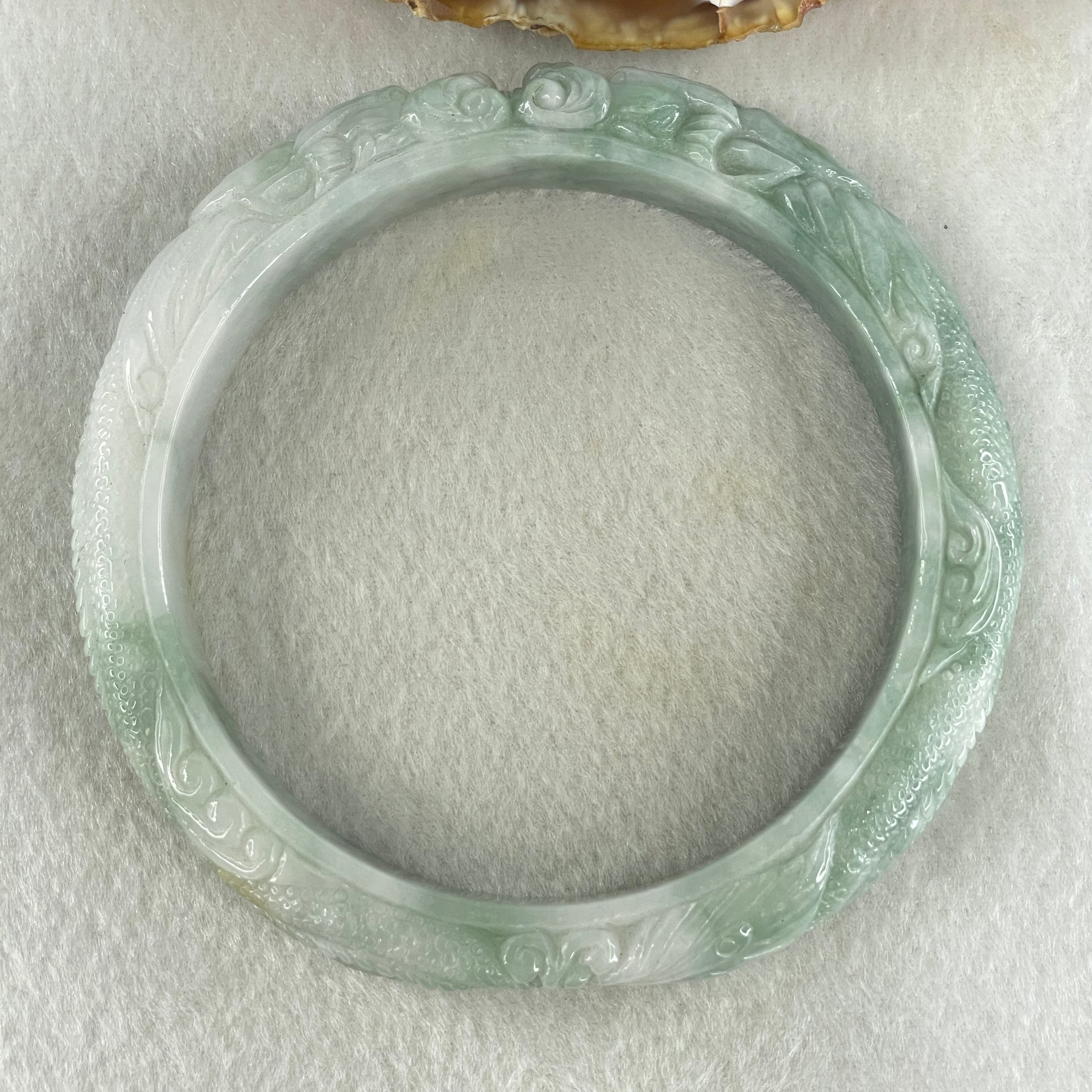 Type A Green with Light Green Piao Hua Jadeite Dragon Bangle Internal Diameter 73.7mm 117.72g 16.3 by 12.3mm (Internal Line) - Huangs Jadeite and Jewelry Pte Ltd