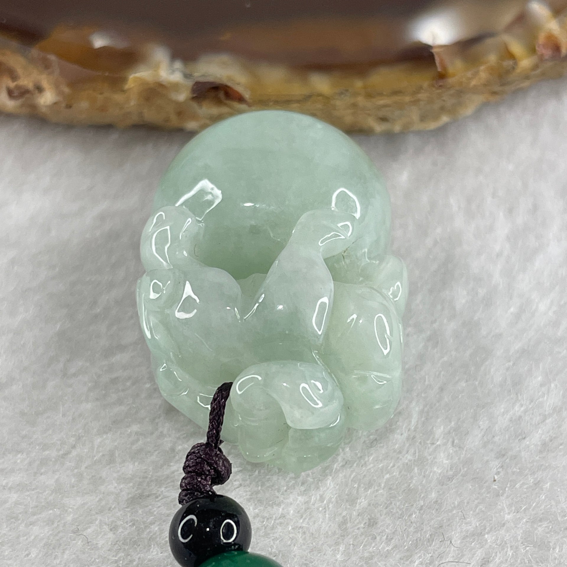 Natural Type A Green Jadeite Pixiu on Ball Pendant 15.53g 27.4 by 21.2 by 14.9mm - Huangs Jadeite and Jewelry Pte Ltd
