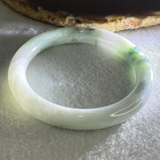 Type A Light Green with Green piao Hua Floral Jadeite Bangle 45.49g Inner Diameter 56.9mm 9.6 by 9.3mm (Internal Lines) - Huangs Jadeite and Jewelry Pte Ltd