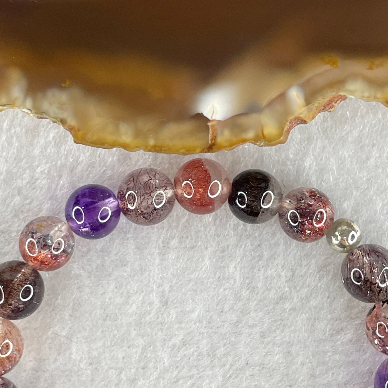 Very Good Grade Natural Super 7 Quartz Crytsal Beads Bracelet 9.85g 13.5cm 6.9mm 24 Beads