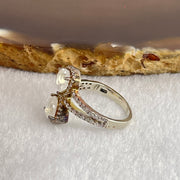 Natural Rainbow Moonstone with Crystals In S925 Sliver Ring (Adjustable Size) 3.10g 6.0 by 5.5 by 3.2mm - Huangs Jadeite and Jewelry Pte Ltd