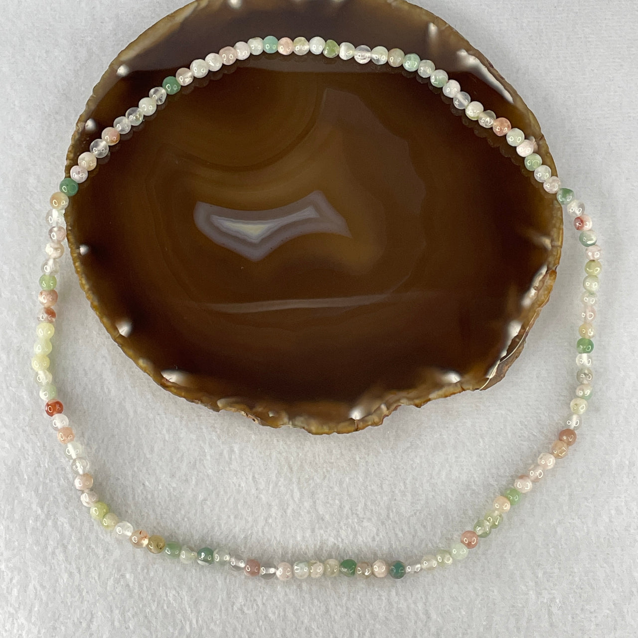 Natural Multi-Color Flower Agate 108 Bead Necklace | Untreated Pastel Cherry Blossom Agate Mala Strand (23.13g | 54cm | 5.7mm | 108 Beads)