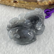 Type A Highly Translucent Wuji Grey Black Jadeite Beads Male Pixiu Charm 15.60g 15.60g 32.2 by 20.8 by 12.3mm - Huangs Jadeite and Jewelry Pte Ltd