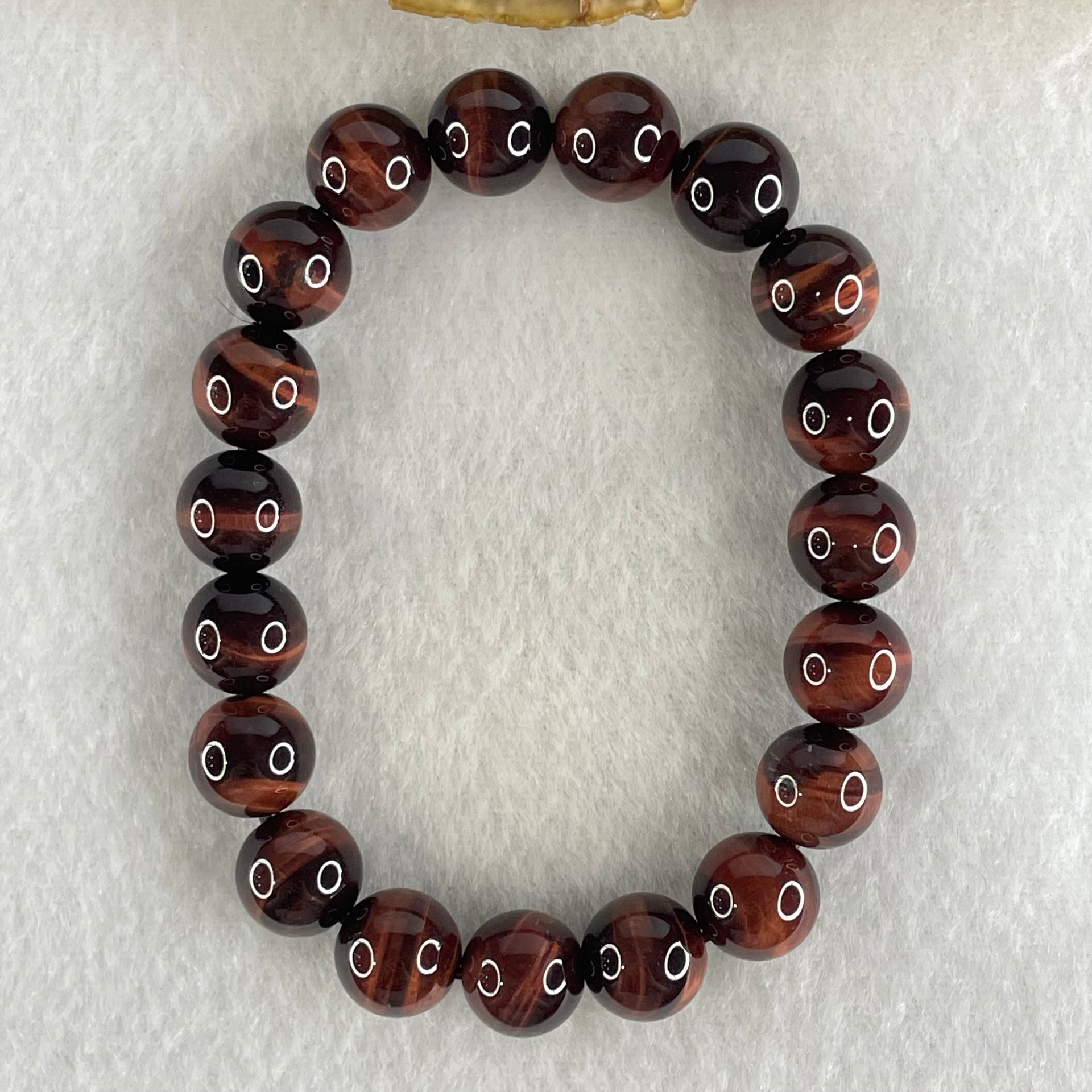 Natural Red Tiger's Eye Quartz Beads Bracelet 29.00g 16cm 10.4mm 19 Beads - Huangs Jadeite and Jewelry Pte Ltd