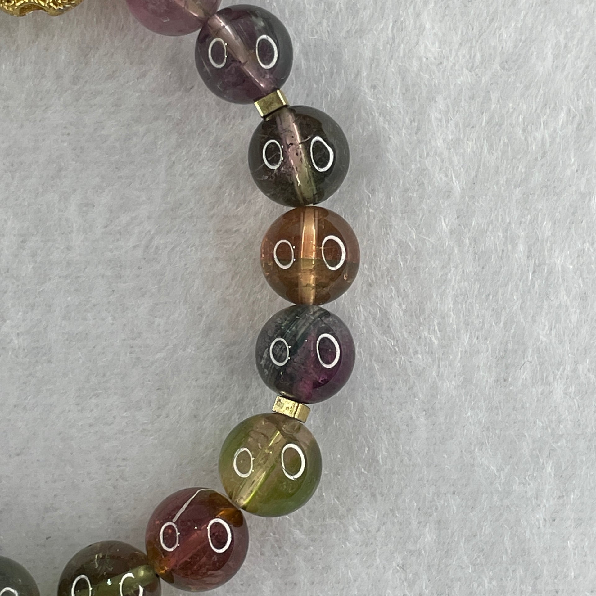 Very Good Grade Natural Tourmaline Crystal Beads with Charm Bracelet 19.74g 14cm 8.8mm 17Beads - Huangs Jadeite and Jewelry Pte Ltd