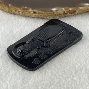 Type A Opaque to Partial Translucent Black Omphacite Jadeite Ma Zu (Mazu or Matsu) 妈祖 Goddess of the Sea Pendant 20.30g 63.4 by 35.9 by 7.4mm - Huangs Jadeite and Jewelry Pte Ltd