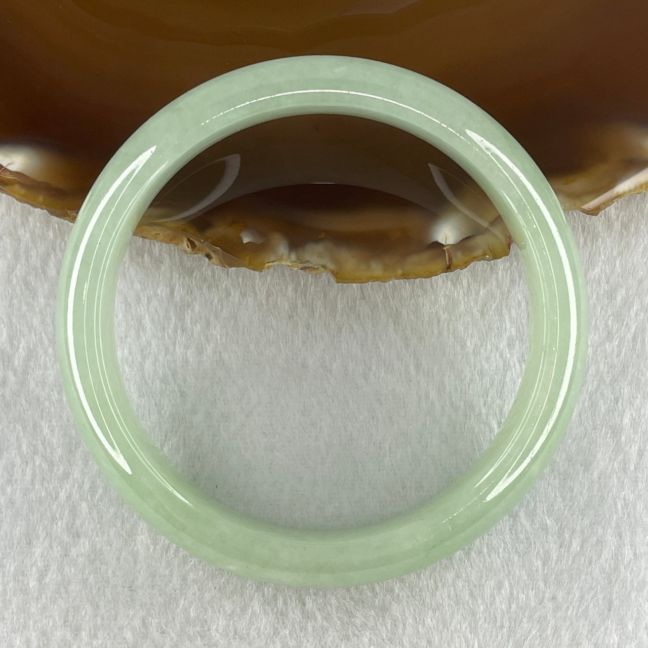 Natural Type A Jelly Full Light Green Jadeite Bangle 44.30g Inner Diameter 54.3mm 12.5 by 7.8mm (Internal Lines) - Huangs Jadeite and Jewelry Pte Ltd