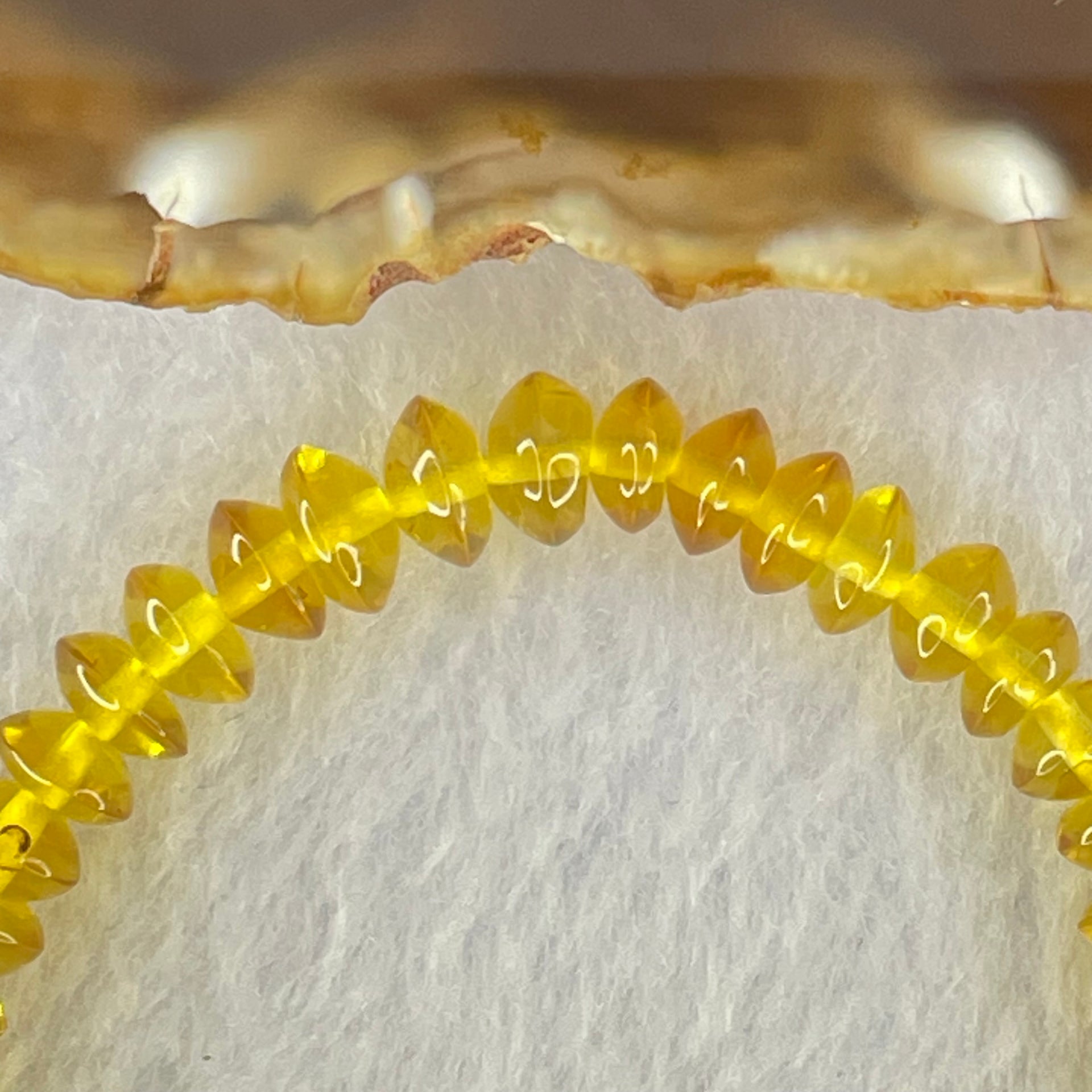 Natural Yellow Amber Beads String Bracelet 3.90g 15cm 6.9mm 41 Beads - Huangs Jadeite and Jewelry Pte Ltd