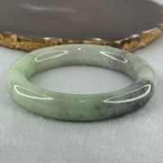 Type A Green Lavender with Grey Wuji Patches Jadeite Bangle Internal Diameter 59.7mm 90.66g 13.5 by 11.6mm (Slight Internal Lines) - Huangs Jadeite and Jewelry Pte Ltd