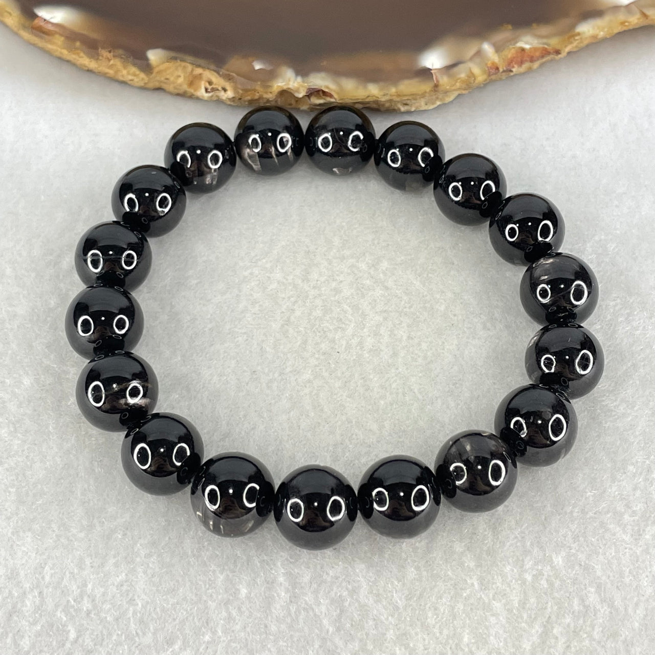 Good Grade Natural Hypersthene Beads Bracelet 39.09g 16.5mm 10.8mm 18 Beads - Huangs Jadeite and Jewelry Pte Ltd