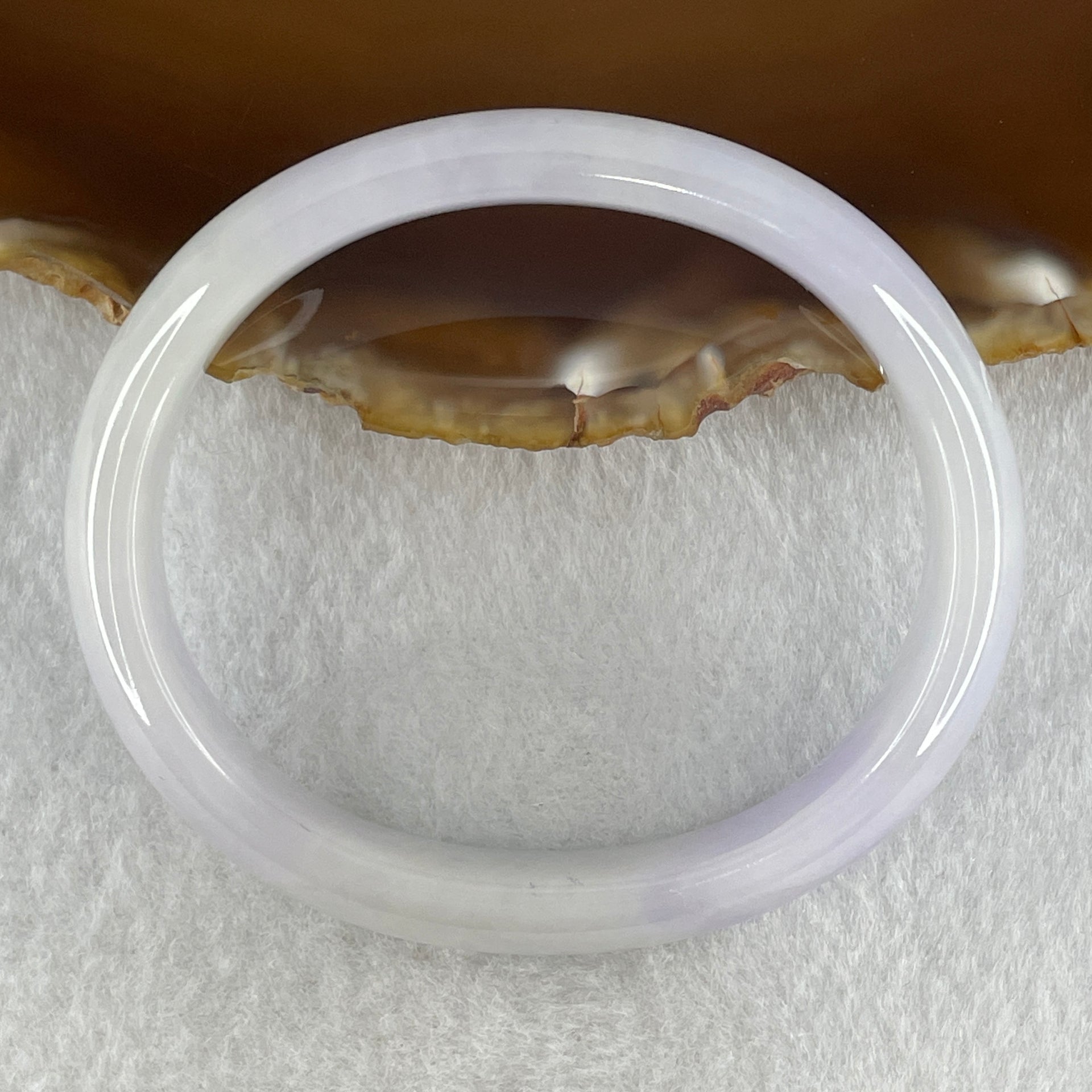 Type A Natural Light Lavender Light Green Jadeite Oval Bangle 34.75g Inner Diameter 52.9mm 11.9 by 6.3mm (Internal Lines) - Huangs Jadeite and Jewelry Pte Ltd