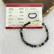Rare Natural Powerful Tibetan Old Antique Oily Agate 9 Eyes Dzi Bead Heavenly Master (Tian Zhu) 25.6 by 11.2mm with Natural Black Agate 6.1mm 27 Beads 12.68g 16cm - Huangs Jadeite and Jewelry Pte Ltd