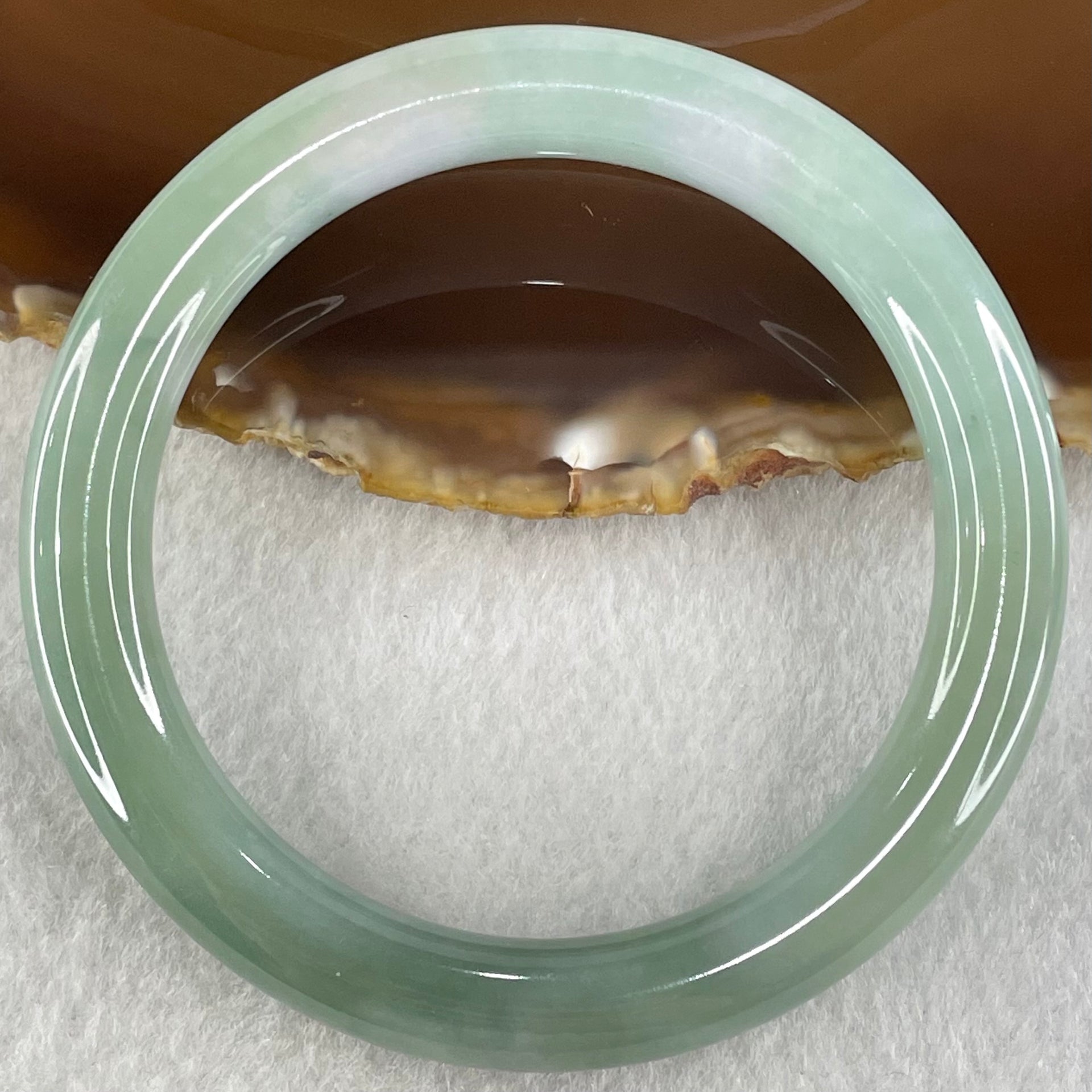 Type A Blueish Green Jadeite Bangle 44.77g Internal Diameter 55.5mm 8.9 by 9.5mm (Close to Perfect) - Huangs Jadeite and Jewelry Pte Ltd