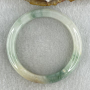 Type A Natural Jelly Light Green with Blueish Green, Red and Yellow Patches Jadeite Bangle 38.29g Inner Diameter 52.4mm 10.0 by 7.6mm (External and Internal Lines) - Huangs Jadeite and Jewelry Pte Ltd