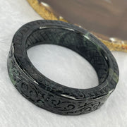 Type A Black to Dark Grey with Dark Green Piao Hua Jadeite Bangle 81.72g 17.1 by 8.2 mm Internal Diameter 53.6 mm (Slight External Rough) - Huangs Jadeite and Jewelry Pte Ltd
