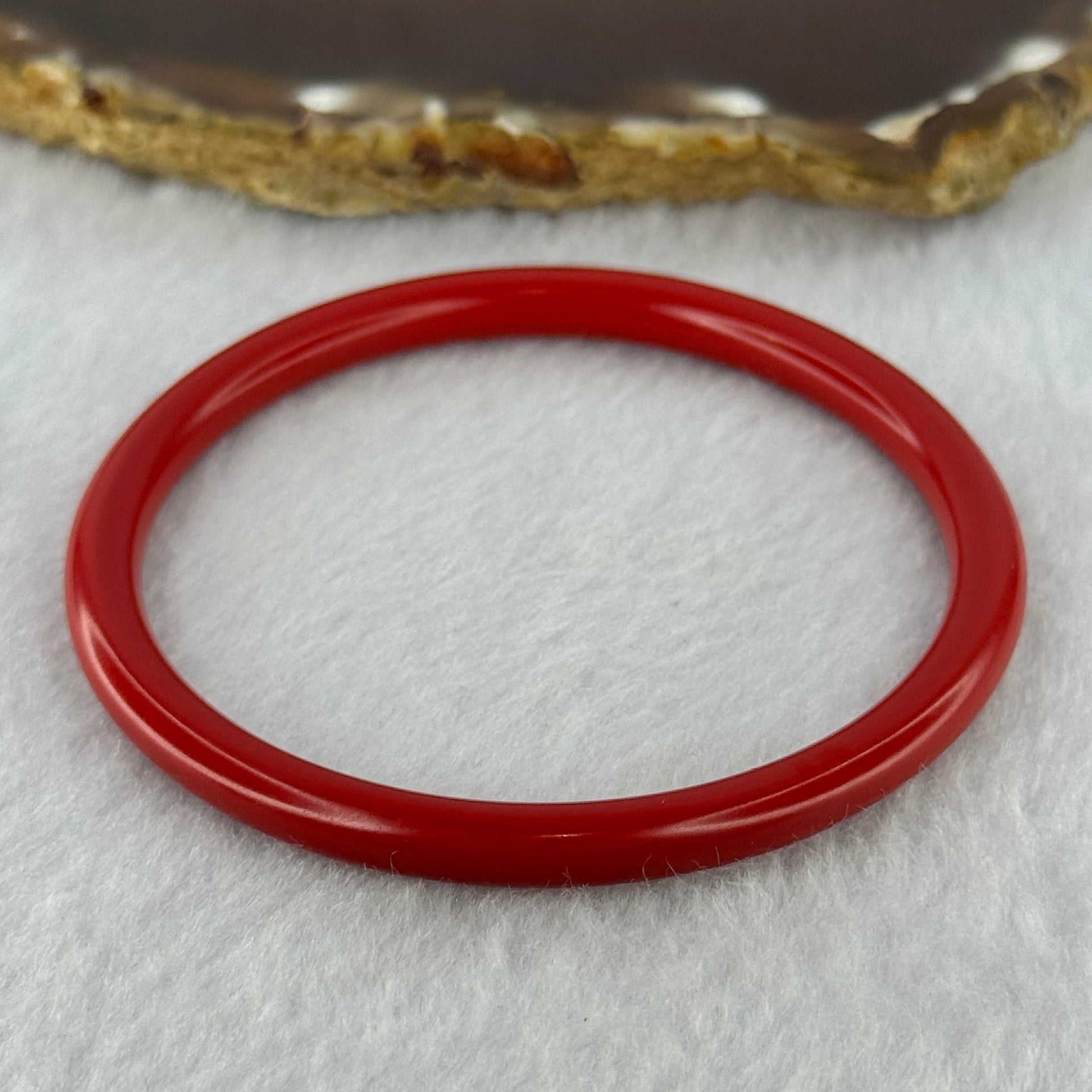 Natural Red Cinnabar Bangle 16.50g Internal Diameter 56.4mm 5.3 by 5.6mm - Huangs Jadeite and Jewelry Pte Ltd