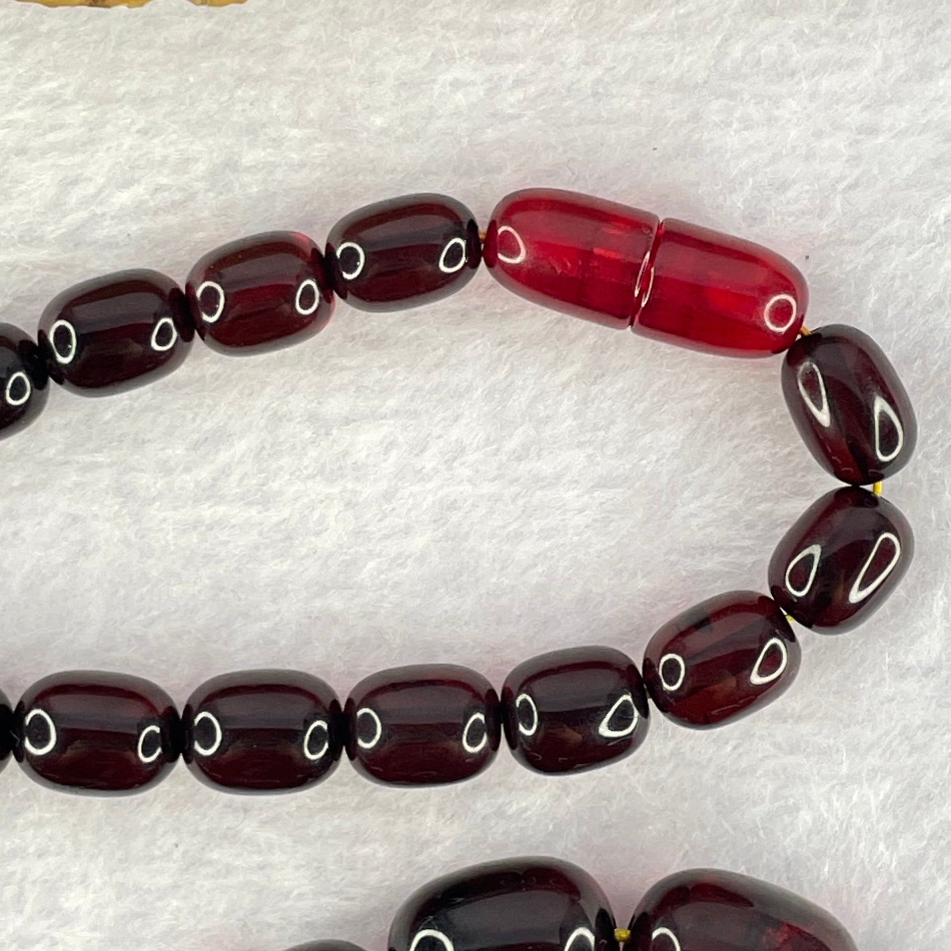 Natural Blood Red Amber Beads Bracelet 天然血珀手链 27.99g 48cm 7.3-11.5mm 43 Beads - Huangs Jadeite and Jewelry Pte Ltd