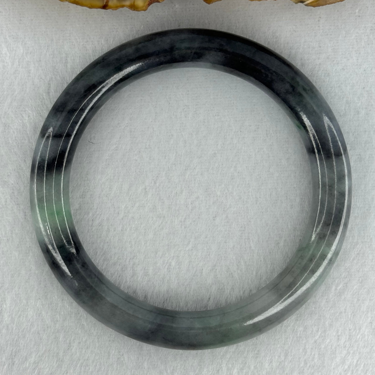 Type A Faint Green and Greyish Black Piao Hua Jadeite Bangle Internal Diameter 50.9mm 35.22g 8.6 by 8.4mm (Very Slight Internal Lines) - Huangs Jadeite and Jewelry Pte Ltd
