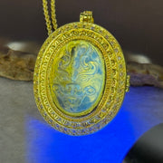 Natural Yellow Amber Dragon Head in Gold Color Locket Necklace 9.53g 19.3 by 14.2 by 4.0mm - Huangs Jadeite and Jewelry Pte Ltd