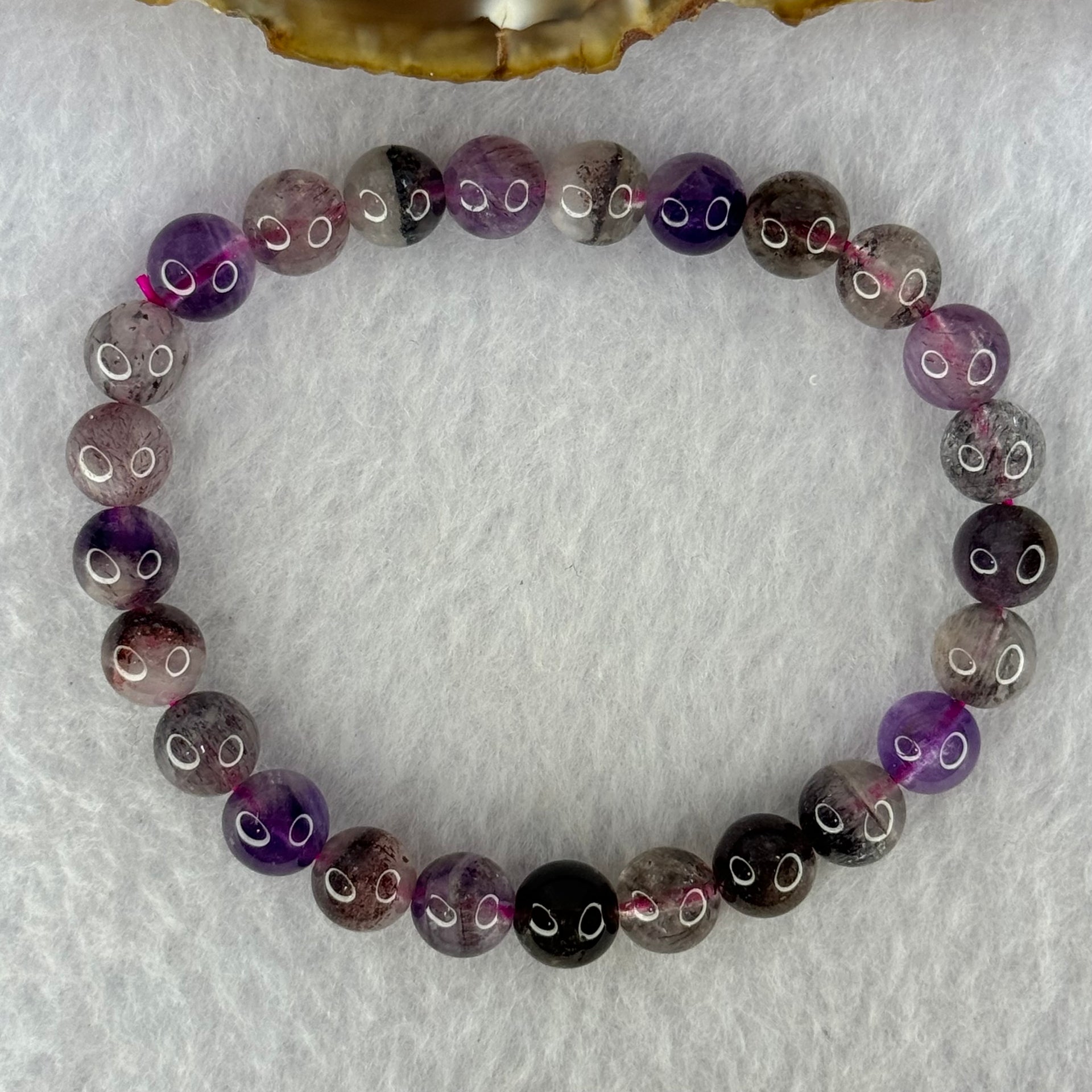 Natural Super 7 Beads Bracelet 15.70g 16cm 7.9mm 25 Beads - Huangs Jadeite and Jewelry Pte Ltd