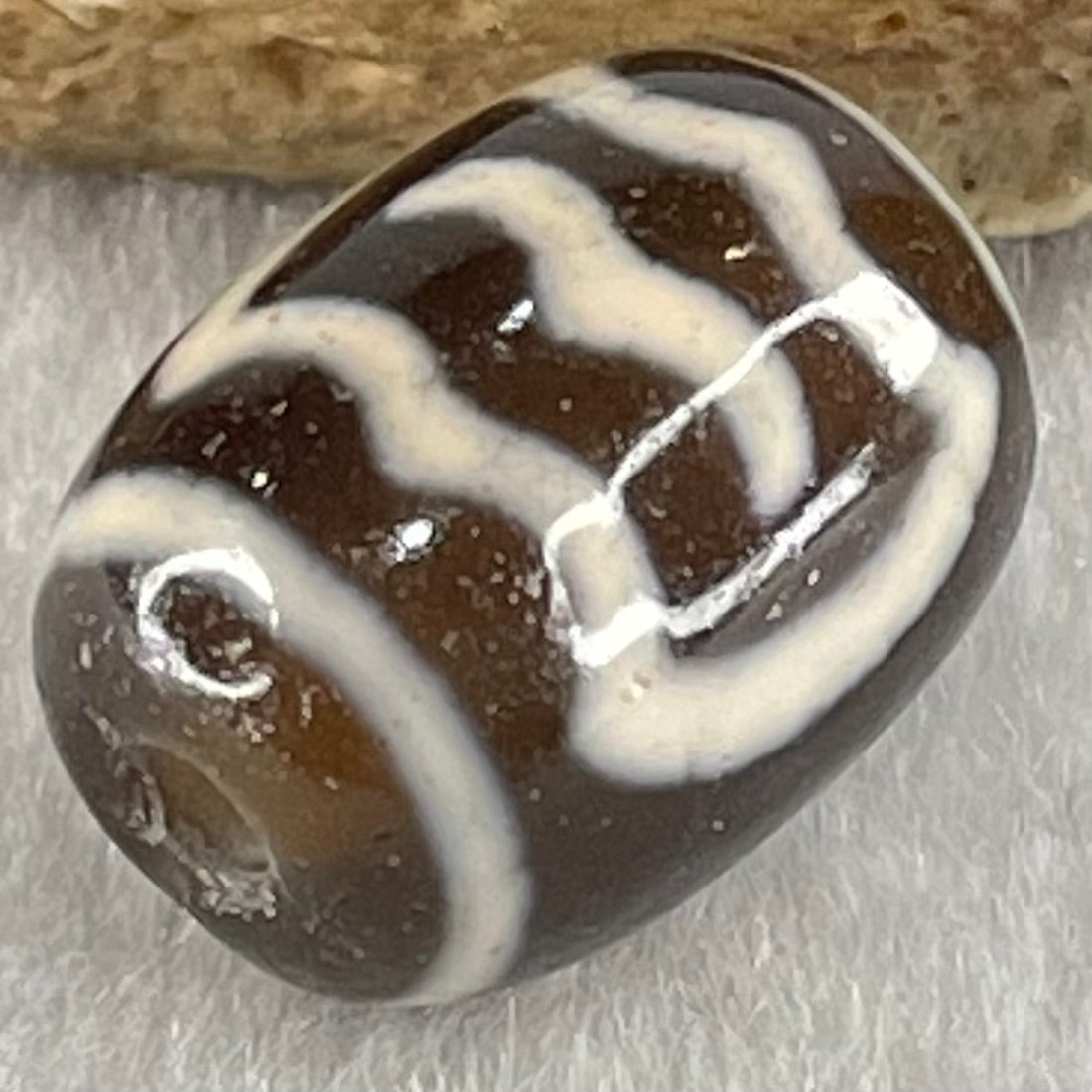 Natural Powerful Tibetan Old Oily Agate Double Garuda Dzi Bead Heavenly Master (Tian Zhu) 3.96g 16.9 by 12.2mm - Huangs Jadeite and Jewelry Pte Ltd