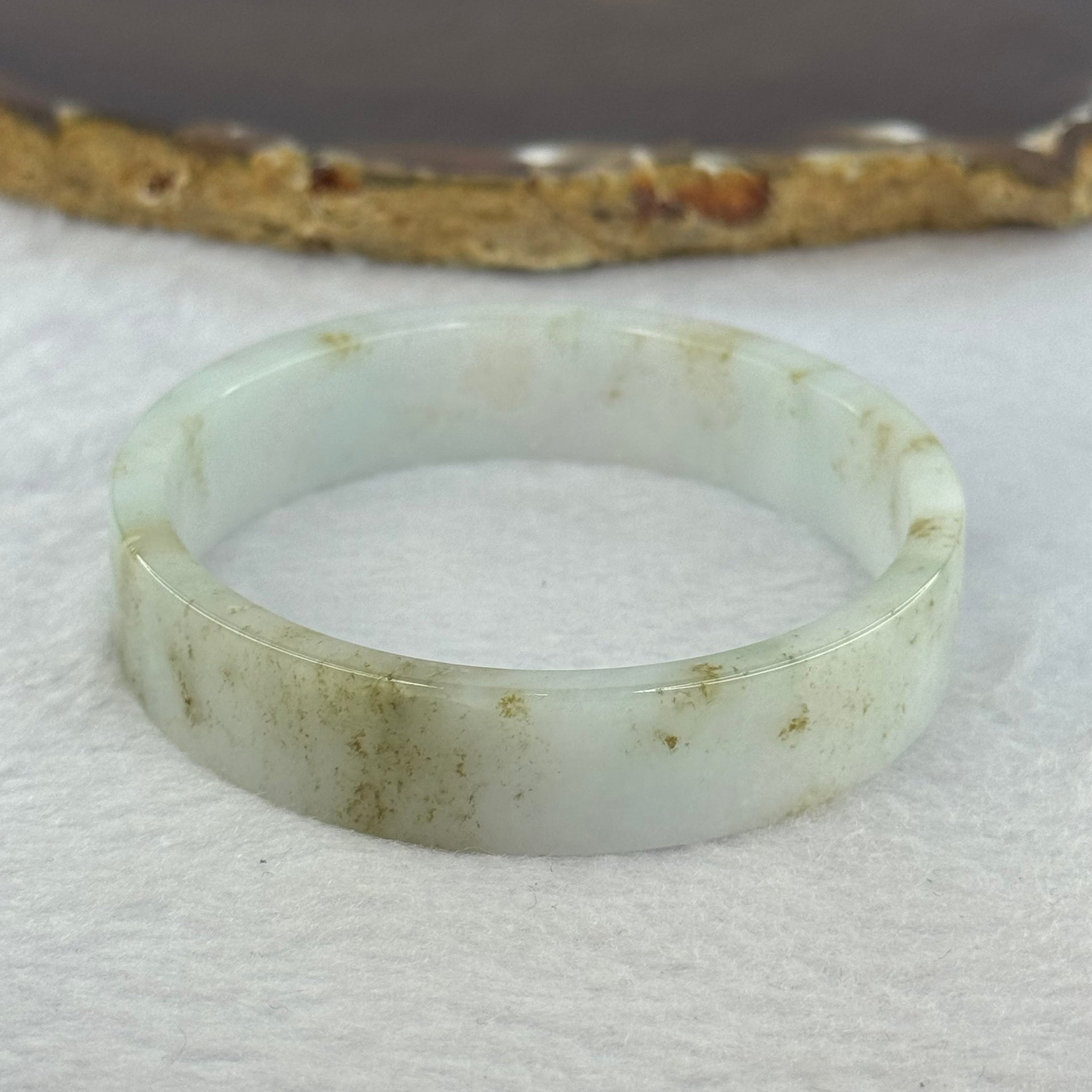 Type A Light Lavender Green and Brown Patches Jadeite Bangle 29.91g Internal Diameter 52.4mm 12.6 by 4.2mm (Very Slight Internal Line) - Huangs Jadeite and Jewelry Pte Ltd
