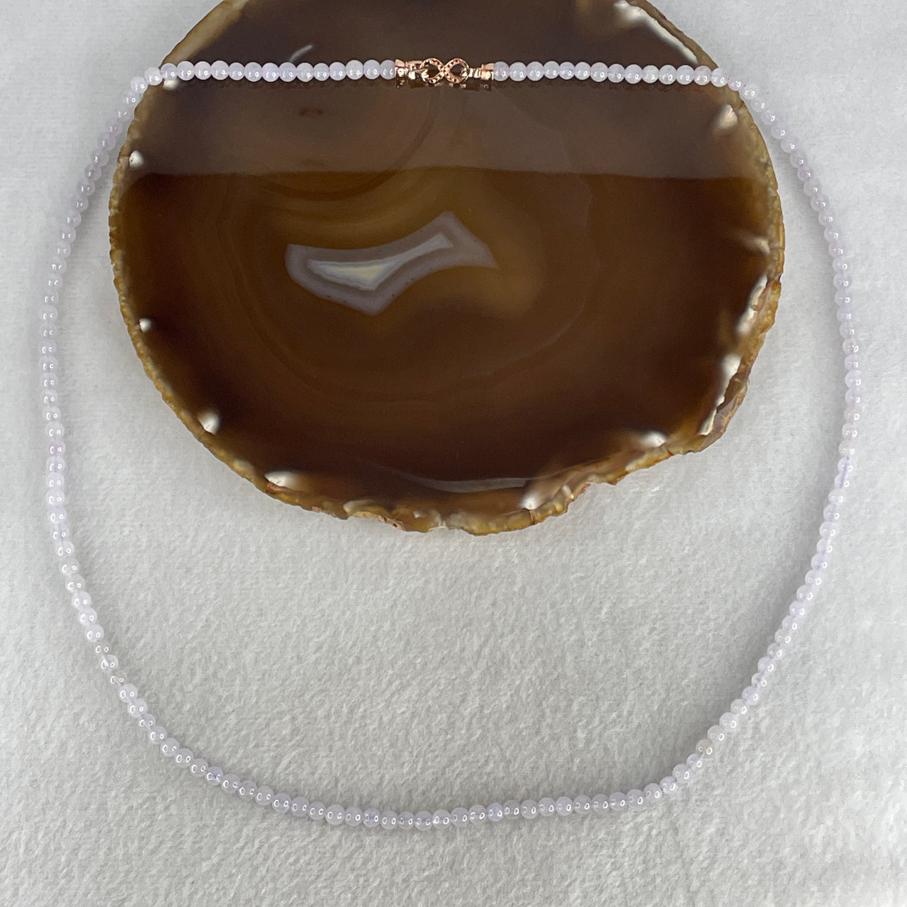 Natural Type A Semi-Icy Light Lavender Jadeite Beads Necklace | 60cm Long Violet Jade 148-Bead Mala Prayer Chain (21.18g, 4.4mm)