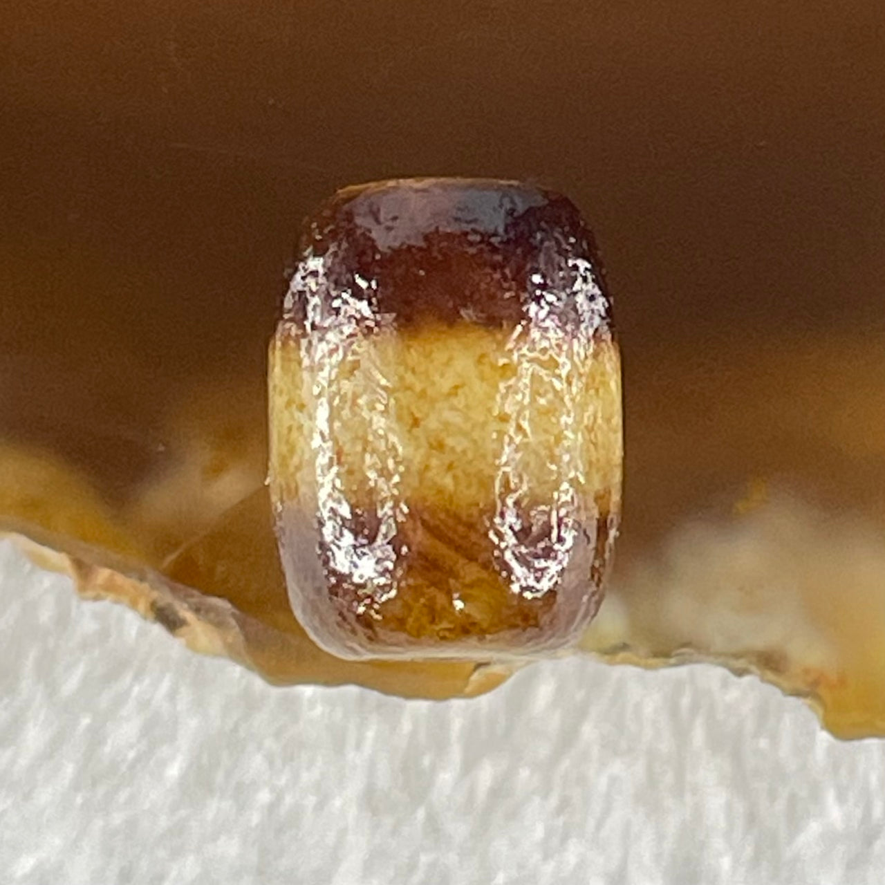 Natural Powerful Tibetan Old Oily Agate One Line Dzi Bead Heavenly Master (Tian Zhu) 1.46g 11.6 by 8.8mm - Huangs Jadeite and Jewelry Pte Ltd