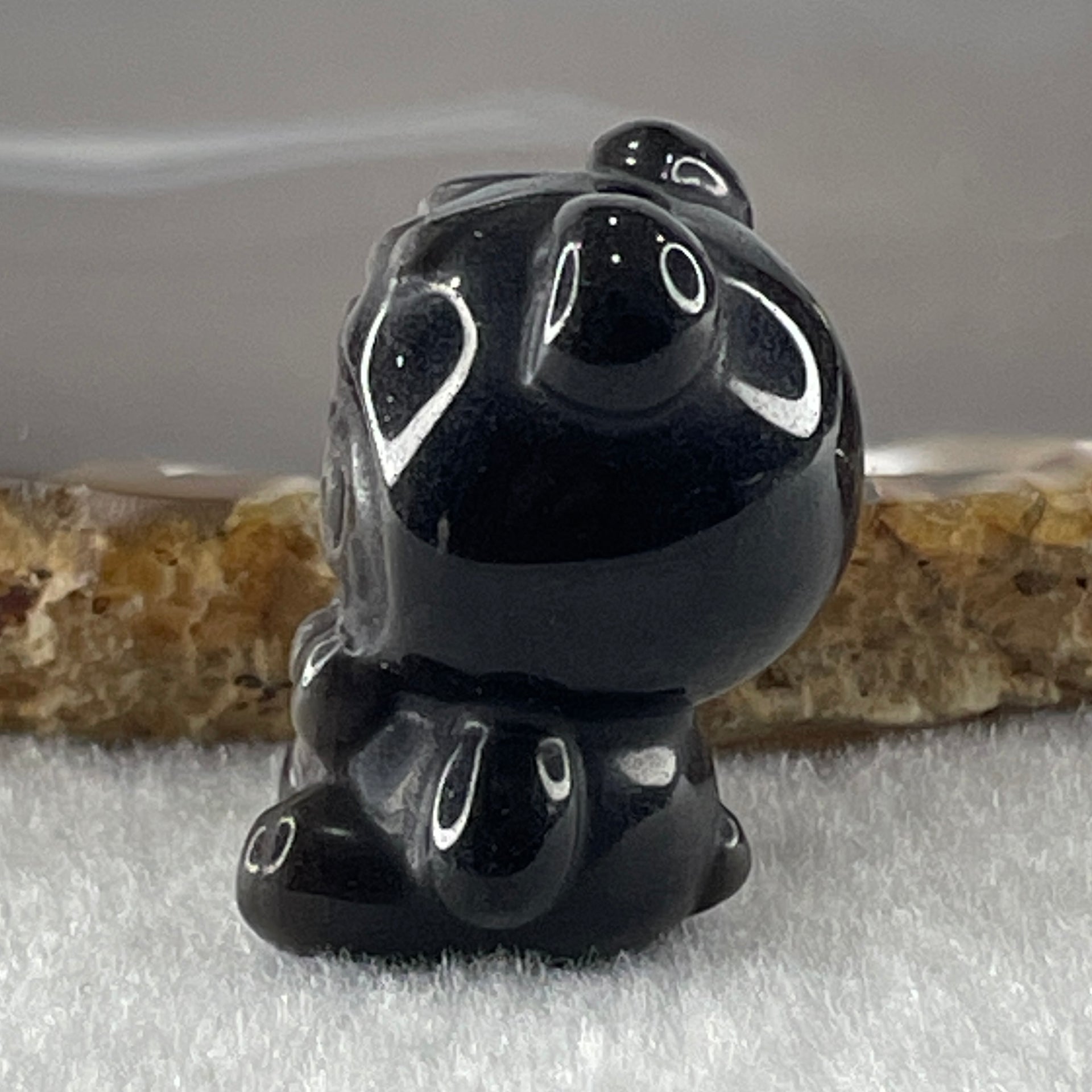 Black Obsidian Labubu Charm Display 14.77 by 28.8 by 21.9 by 19.3mm - Huangs Jadeite and Jewelry Pte Ltd