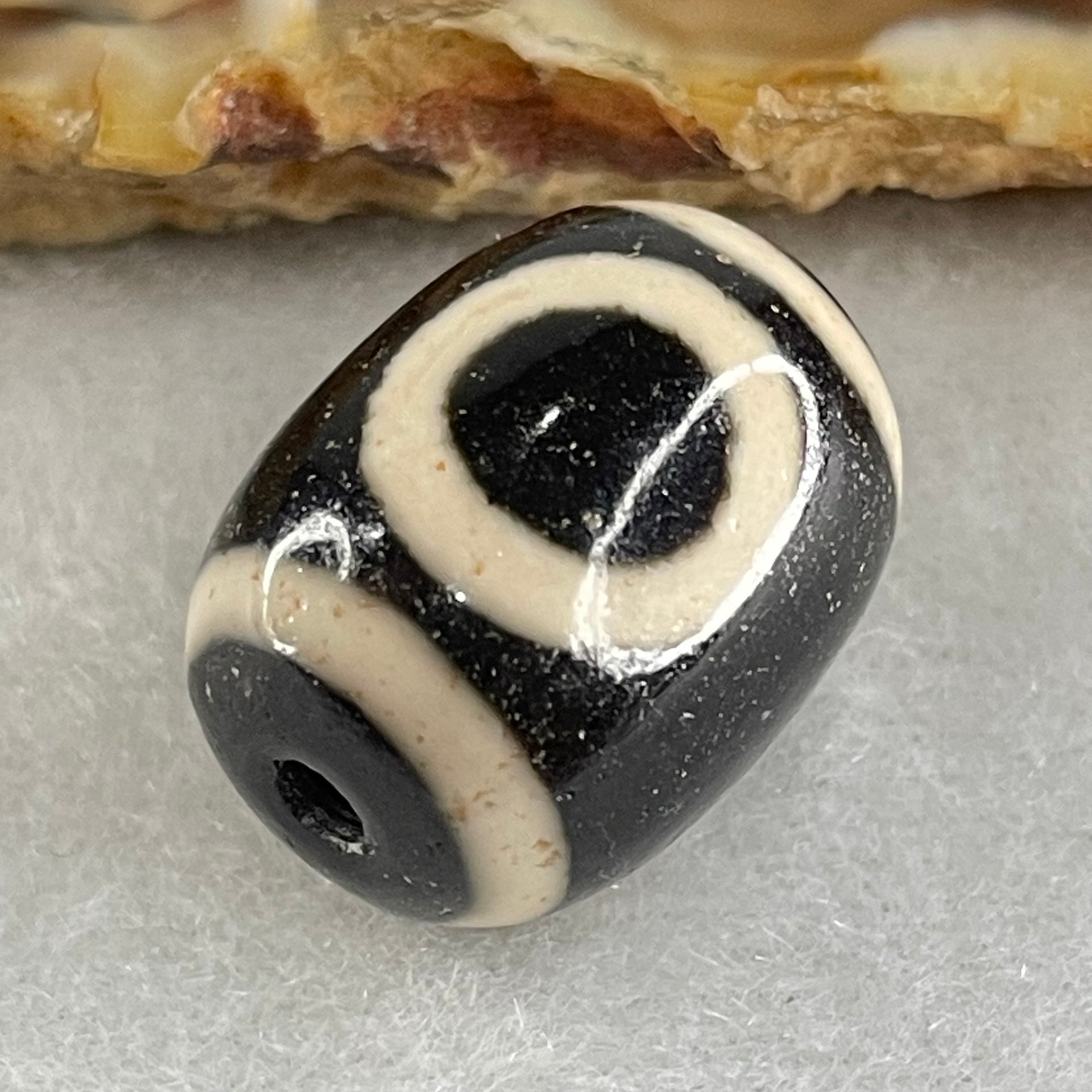 Natural Powerful Tibetan Old Oily Agate 1 Eye With Swastika Dzi Bead (Hotu Dzi) 4.92g 17.4 by 13.4mm - Huangs Jadeite and Jewelry Pte Ltd