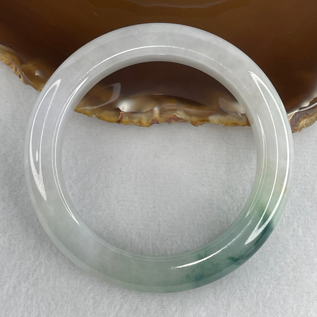Natural Type A Jelly Multicolor Jadeite Bangle | 53.0mm Light Green & Lavender with Deep Blueish-Green Flora "Piao Hua" | Substantive Translucent Round Wrist Heirloom 61.95g 12.1x9.5mm (Very Slight Internal Lines)