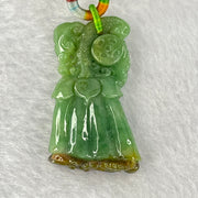 Type A Full Bright Spicy Green and Brown Jadeite Flower Dragonfly Ruyi Coin 17.01g 42.4 by 24.3 by 9.2mm - Huangs Jadeite and Jewelry Pte Ltd