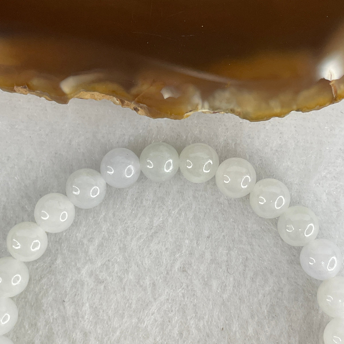 Natural Type A Light Lavender Jadeite Beads Bracelet | (15.50g | 16.5cm | 6.9mm | 27 Beads | Synergy, "Zi Qi Dong Lai" Noble Benefactor Magnet & Feng Shui Serenity Talisman)