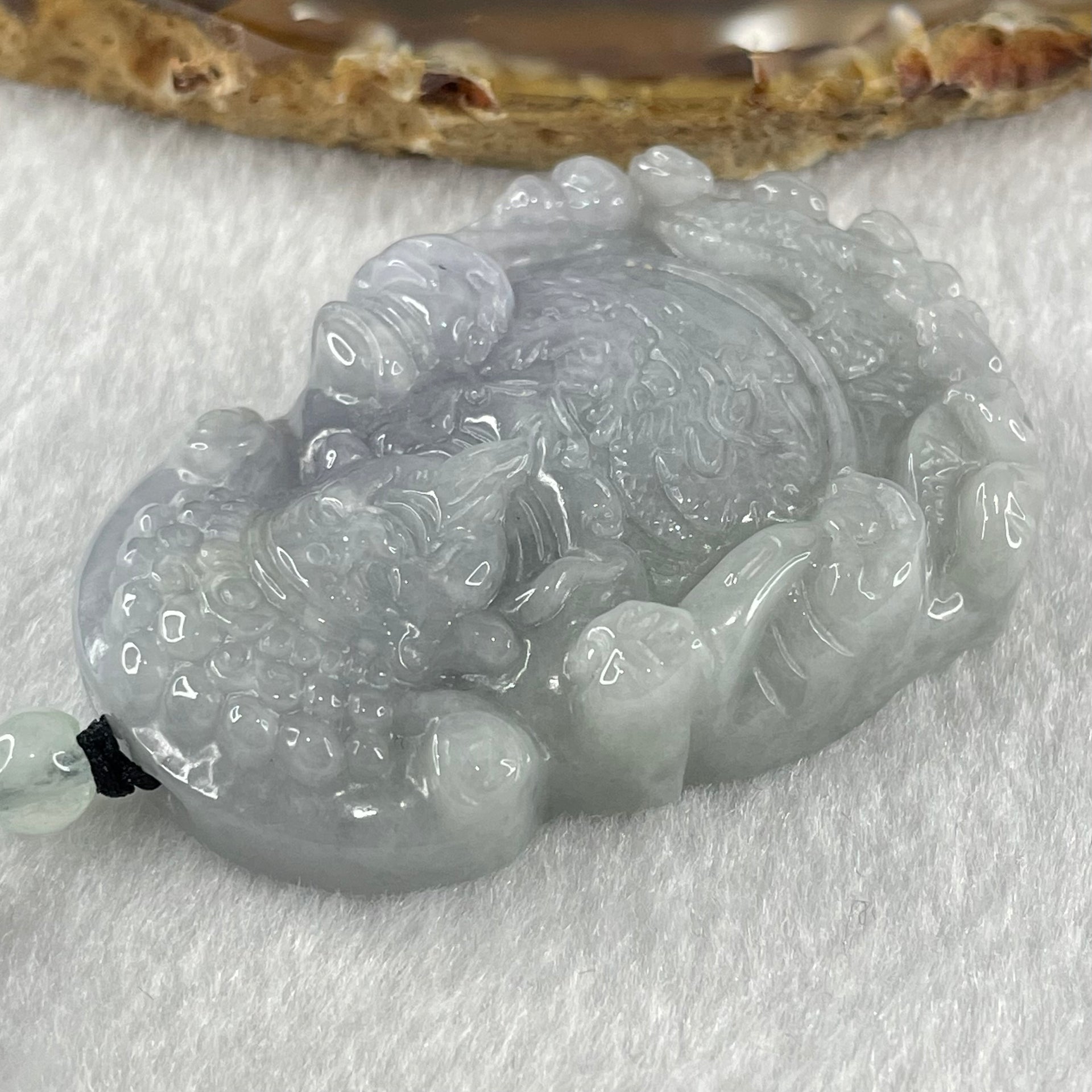 Type A Lavender and Light Blueish Green Jadeite Cai Shen Ye God Of Fortune Pendant 53.7g 53.0 by 37.4 by 12.3mm - Huangs Jadeite and Jewelry Pte Ltd