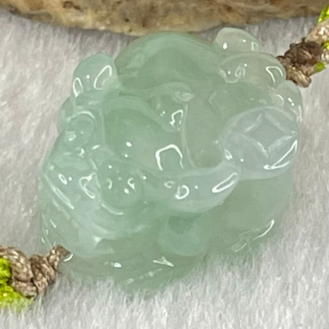 Type A Light Green Lavender Jadeite Male Pixiu String Bracelet 5.50g 16cm 16.3 by 13.9 by 10.1mm - Huangs Jadeite and Jewelry Pte Ltd