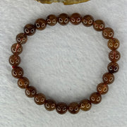 Natural Copper Rutilated Quartz Beads Bracelet 天然銅髮晶手镯 16.22g 16cm 7.9mm 25 Beads - Huangs Jadeite and Jewelry Pte Ltd