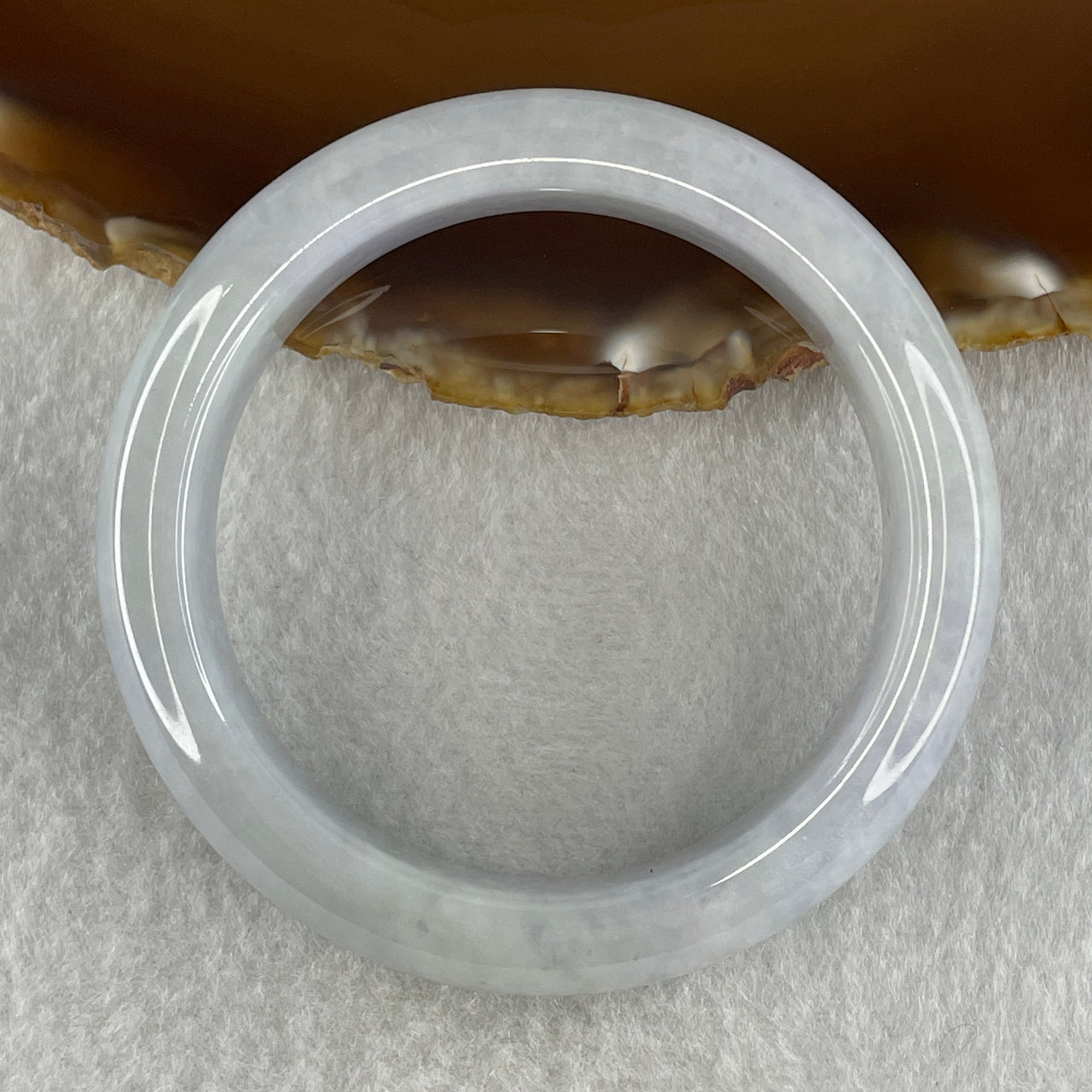 Type A Natural Light Lavender Light Green Jadeite Bangle 60.90g Inner Diameter 52.4mm 14.2 by 8.7mm (Close to Perfects) - Huangs Jadeite and Jewelry Pte Ltd