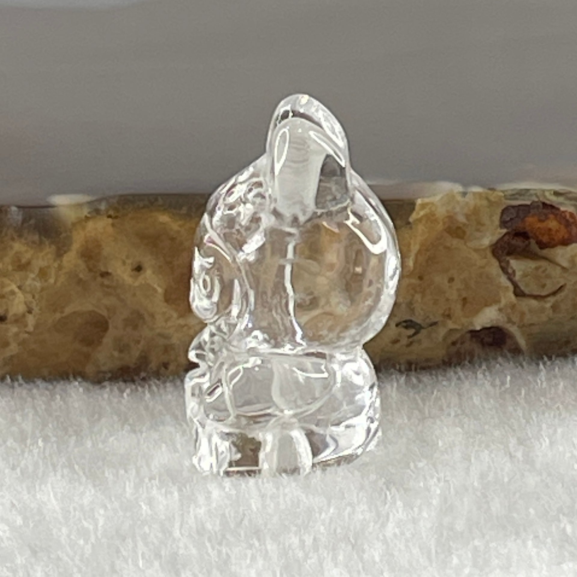 Natural Clear Quartz Labubu Charm Display 3.49g 19.2 by 12.4 by 11.1mm - Huangs Jadeite and Jewelry Pte Ltd