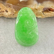 Type A Old Mine Spicy Green Jadeite Ruyi Charm Stone For Setting 0.36g 14.1 by 8.3mm by 1.4mm - Huangs Jadeite and Jewelry Pte Ltd