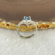 Blue Cubic Zirconia with Crystals in S925 Sliver Ring (Adjustable Size) 1.73g 8.2 by 6.0 by 4.0mm - Huangs Jadeite and Jewelry Pte Ltd