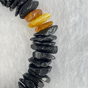 Natural Butterscotch and Blood Amber Irregular Beads Bracelet 29.02g 19cm 16.4 by 13.5 by 6.6mm to 13.5 by 12.9 by 3.7mm 56pcs - Huangs Jadeite and Jewelry Pte Ltd