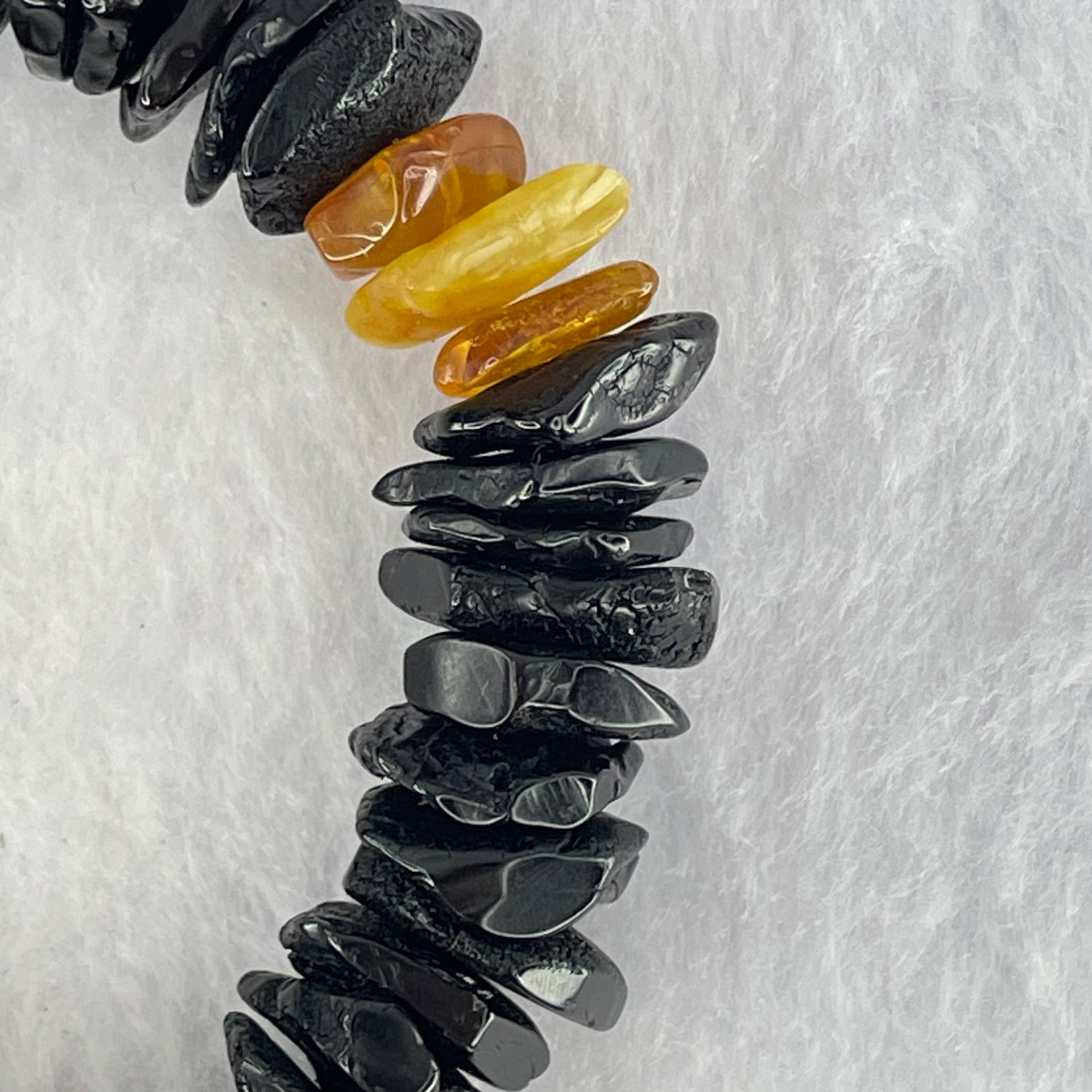 Natural Butterscotch and Blood Amber Irregular Beads Bracelet 29.02g 19cm 16.4 by 13.5 by 6.6mm to 13.5 by 12.9 by 3.7mm 56pcs - Huangs Jadeite and Jewelry Pte Ltd