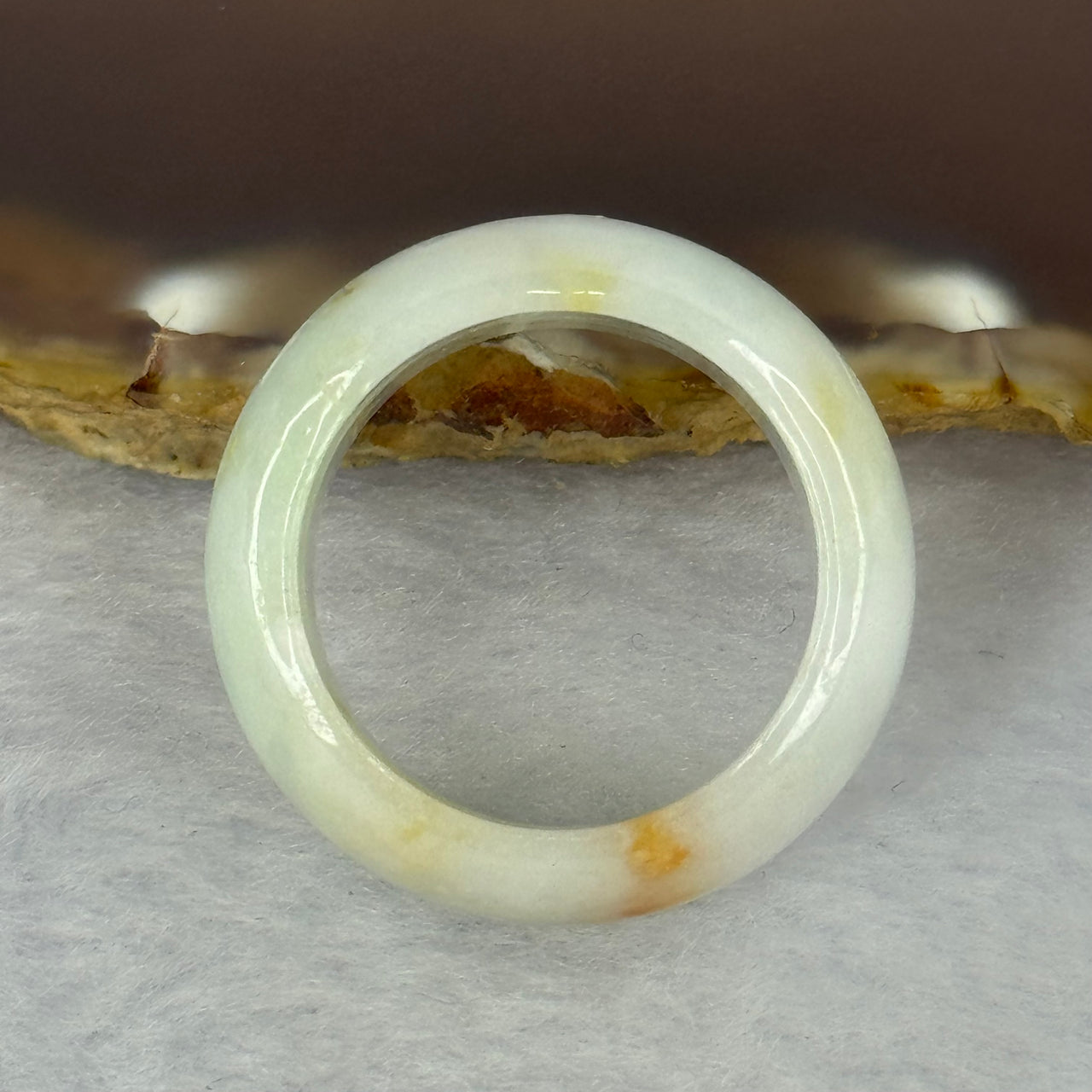Type A Light Lavender Green with Brownish Red Patches Jadeite Ring 10.30g 12.8 by 4.2mm US10.75 HK24.25 (Slight Rough) - Huangs Jadeite and Jewelry Pte Ltd