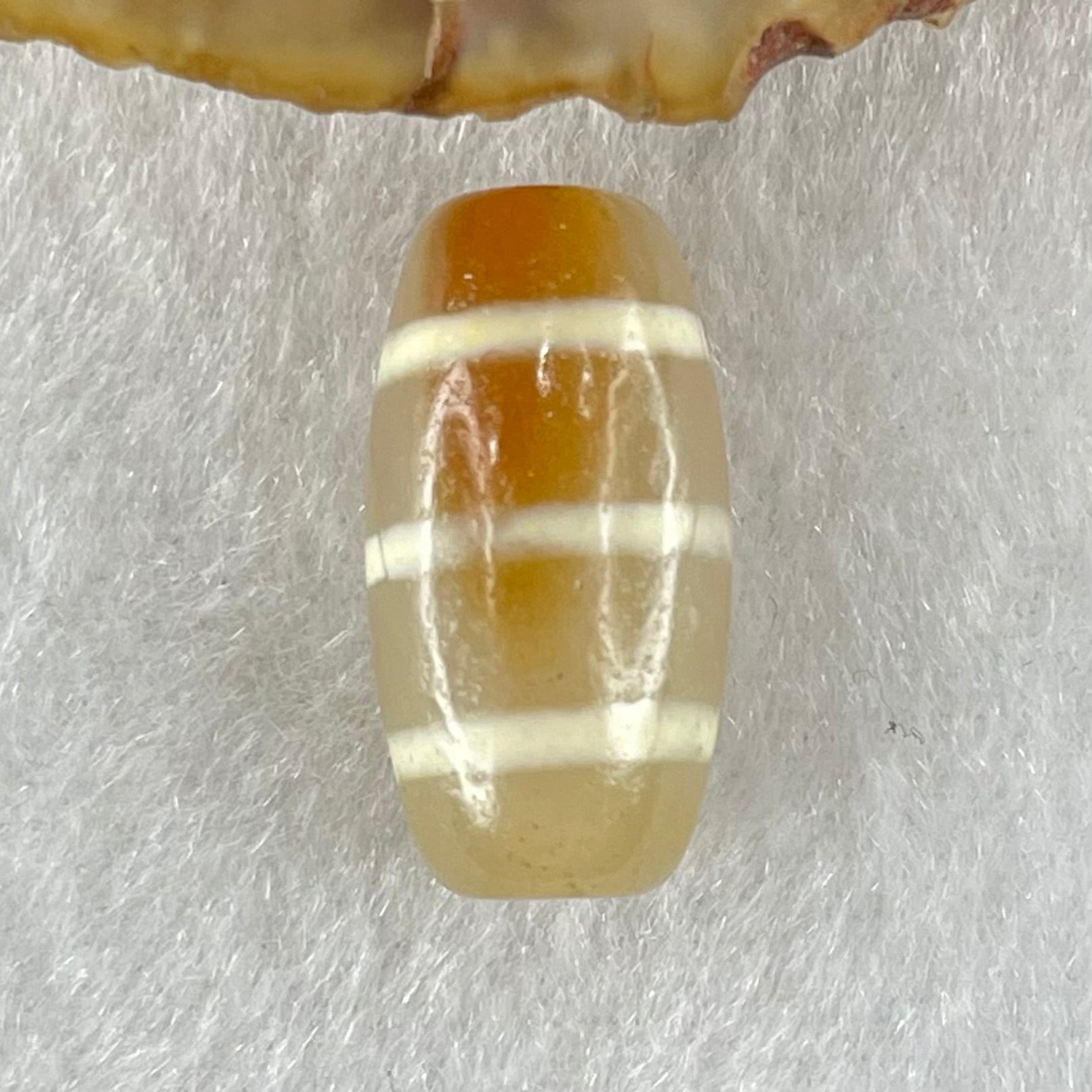 Natural Powerful Tibetan Old Oily Agate 3-Lines Dzi Bead Heavenly Master (Tian Zhu) 三行天诛 3.21g 20.0 by 10.4mm - Huangs Jadeite and Jewelry Pte Ltd
