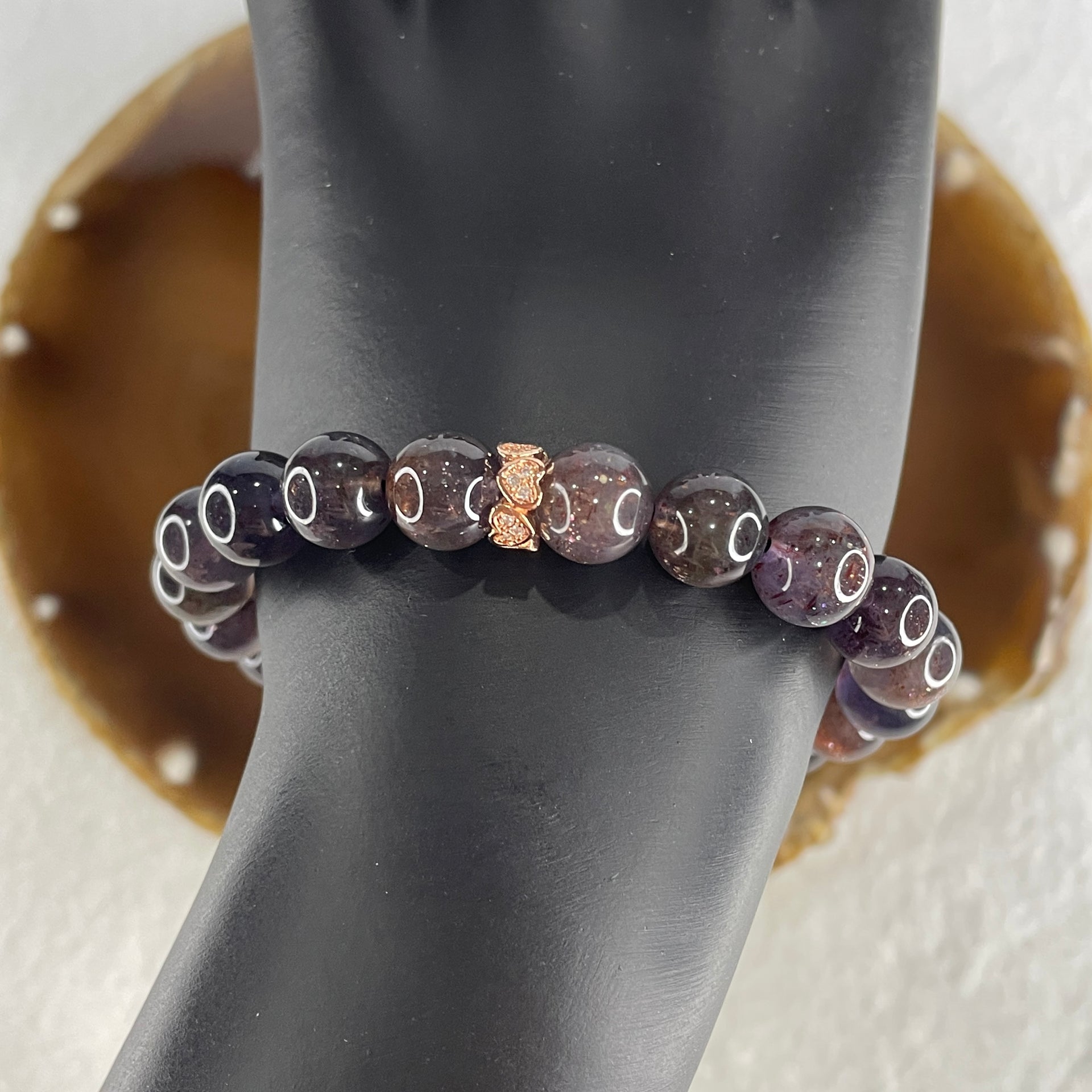 Good Grade Natural Purple Iolite Beads Bracelet 22.53g 16cm 9.4mm 21 Beads - Huangs Jadeite and Jewelry Pte Ltd