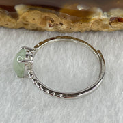 Natural Type A Semi Icy Faint Green Jadeite Oval Shape Cabouchon in S925 Silver Ring (Adjustable Size) 1.47g 7.4 by 6.5 by 4.5mm - Huangs Jadeite and Jewelry Pte Ltd