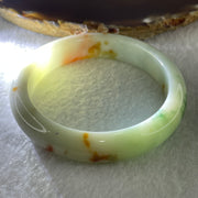 Type A Natural Light Green with Spicy Green and Brownish Patches Jadeite Bangle 55.09g Inner Diameter 57.5mm 12.7 by 9.0mm (Slight External Rough) - Huangs Jadeite and Jewelry Pte Ltd