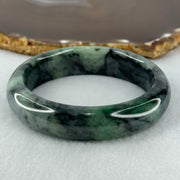Type A Green and Black to Dark Green Piao Hua Jadeite Bangle Internal Diameter 58.2mm 73.13g 15.0 by 8.9mm (Internal Lines) - Huangs Jadeite and Jewelry Pte Ltd
