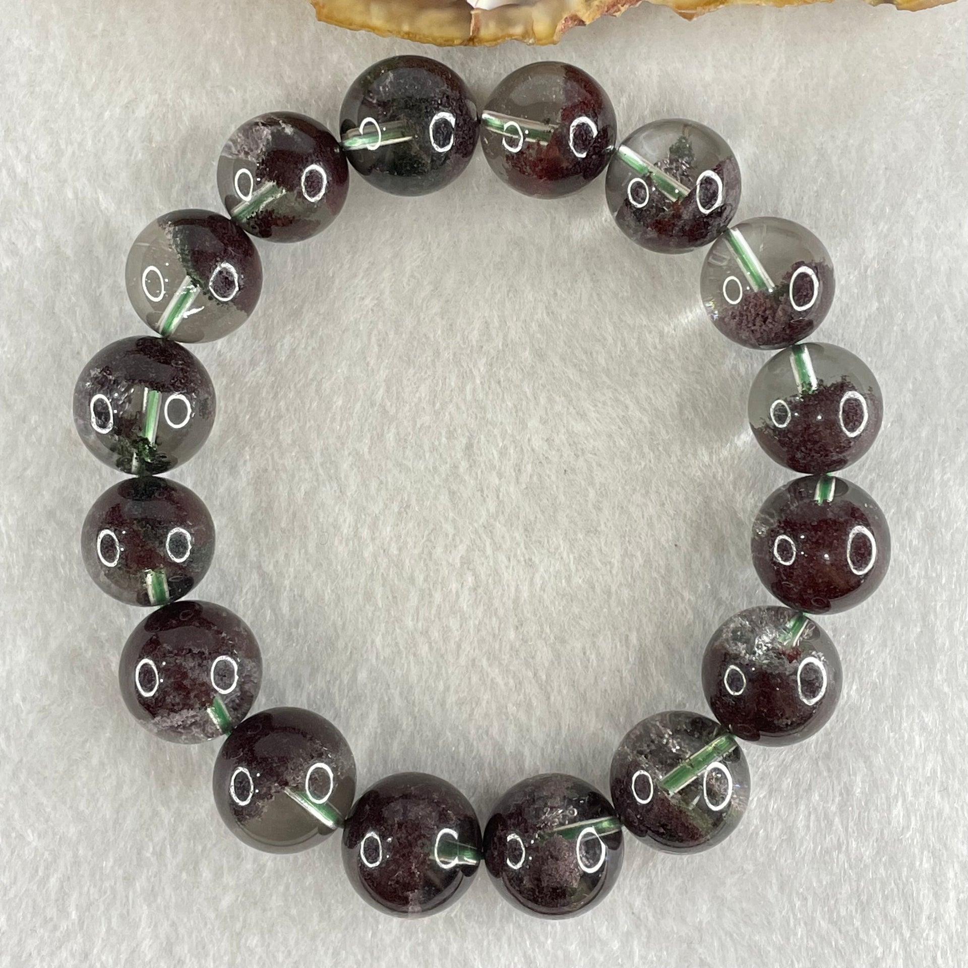 Good Grade Natural Red Phantom Quartz Beads Bracelet 53.77g 17cm 13.9mm 16 Beads - Huangs Jadeite and Jewelry Pte Ltd