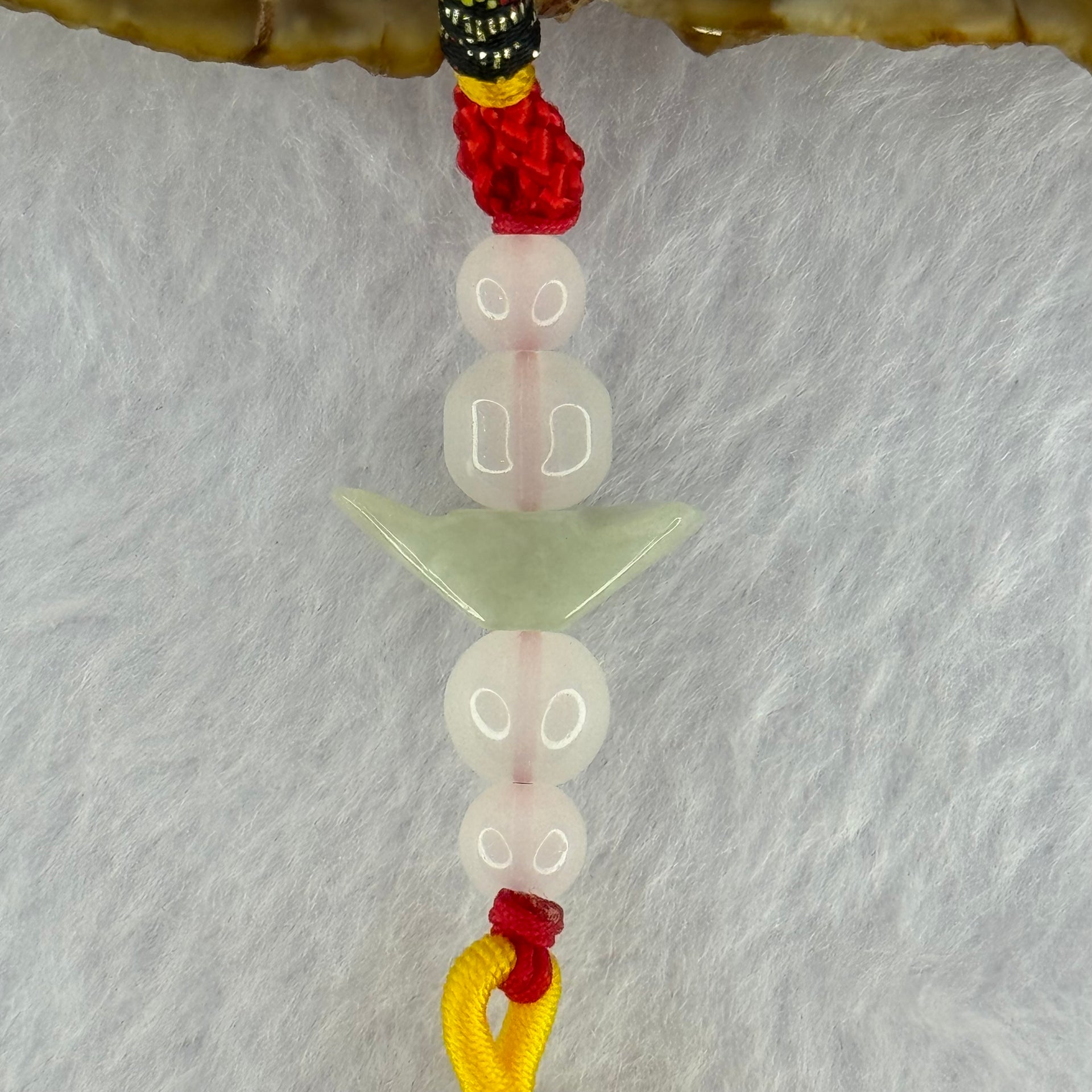 Type A Green Lavender Jadeite Gold Ingot Charm with Crystals Display 6.77g 18.1 by 6.6 by 5.8mm - Huangs Jadeite and Jewelry Pte Ltd